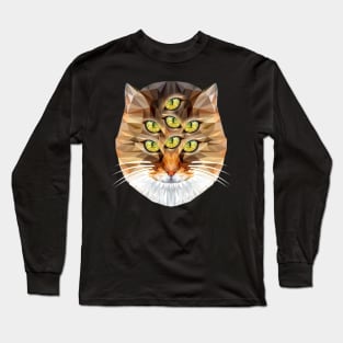 Cool magic funny Cat lustige Katze Cats Katzenaugen Polygon Long Sleeve T-Shirt